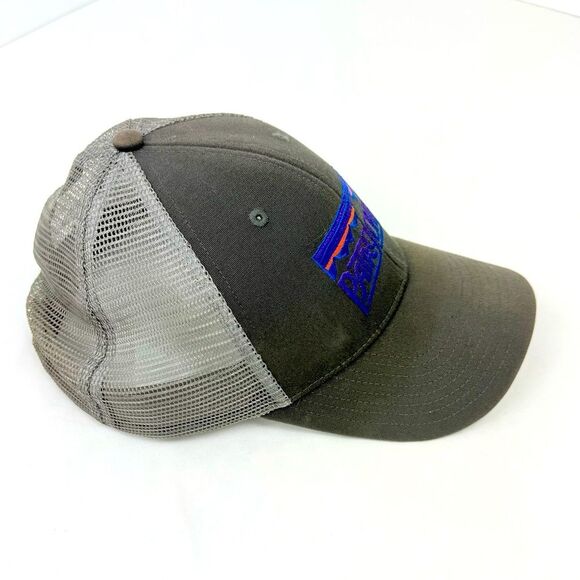 Patagonia Gray Purple Mountain Embroidered Mesh Snap Back Trucker Hat - Picture 9 of 16